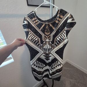 Sequin Geometric Pattern Dress